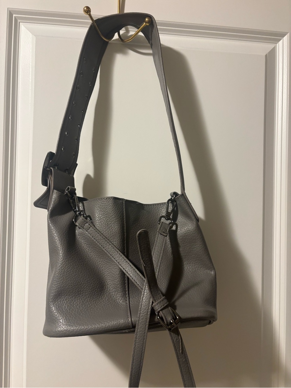 Steve Madden Gray Pebbled Leather Crossbody Bag